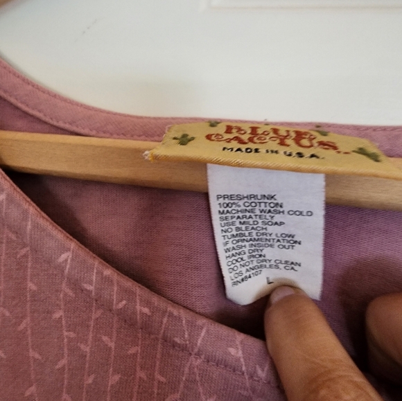 Blue Cactus Print Maxi Dress Cotton Artsy  Lilac Lagnelook Size Large Sleeveless - Picture 3 of 8